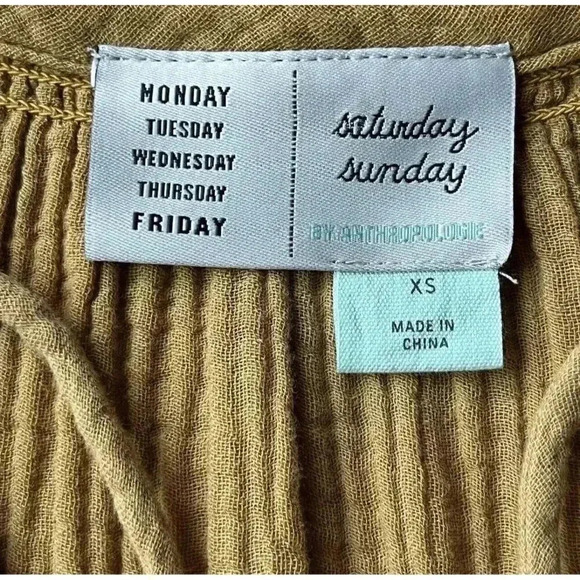 Anthropologie Sz XS Saturday Sunday Lydia Ombre Tunic Boho Dress Gauze Yellow - Picture 4 of 11